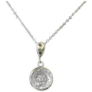 sterling silver cz solitaire pendant necklace